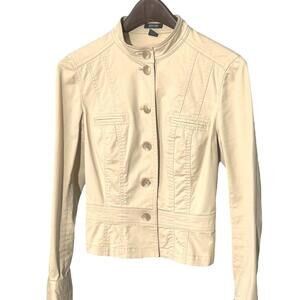 KENNETH COLE REACTION Womens (4) Khaki Cream Round-Neck Button Up Jacket Blazer